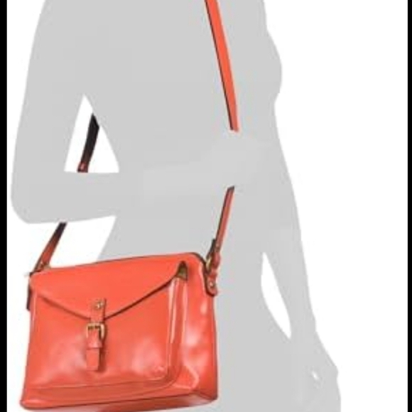 Patricia Nash Avellino leather cross body red orange bag adjustable strap medium - Picture 2 of 7
